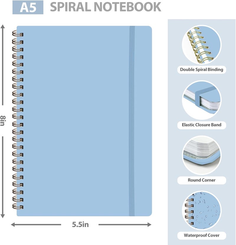 VALOME Journaling Notebooks, A5 Lined Spiral Notebook for Women & Men, 146 Pages College Ruled Hardcover Note Book for Work, Note Taking, Journaling, School, Writing (Blue) - Image 2